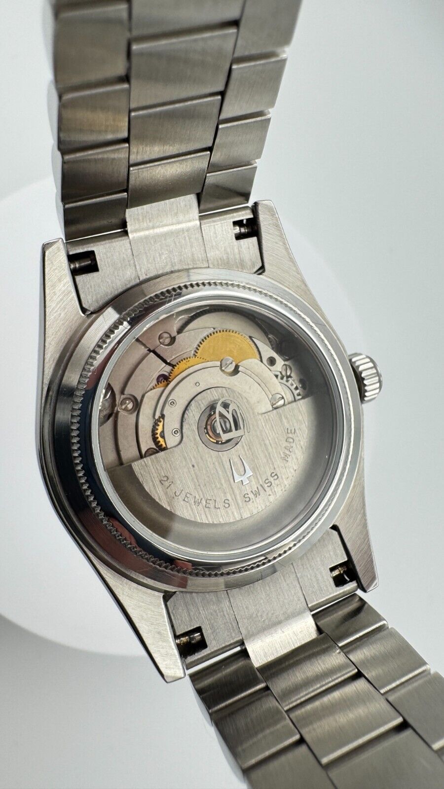 Bulova Super Seville Day-Date President Vintage Automatik-Armbanduhr in Silber