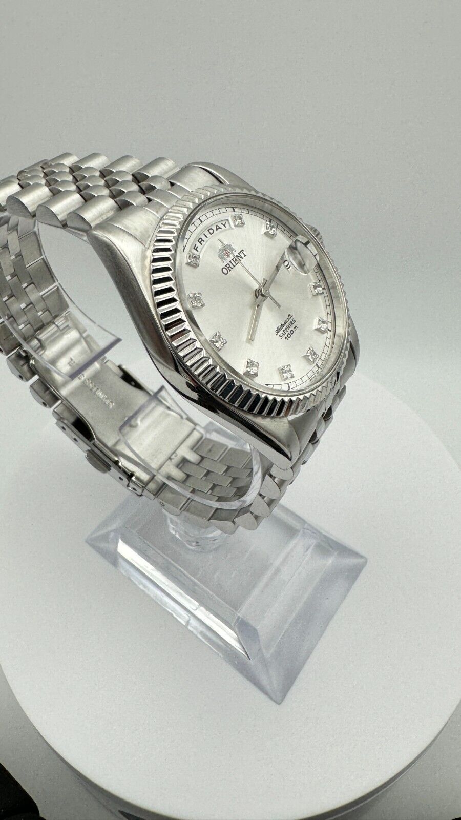 Orient day date silver best sale