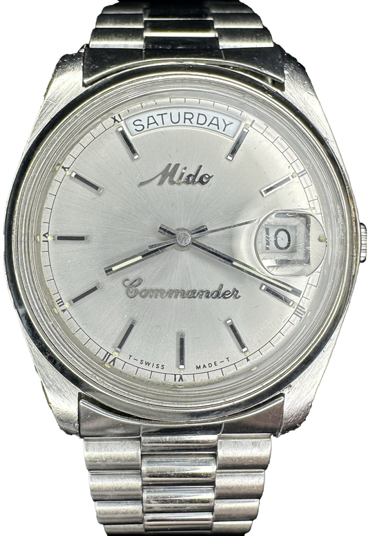 Mido Commander Day-Date President Vintage Automatic Wristwatch Silver Ref. 8224 